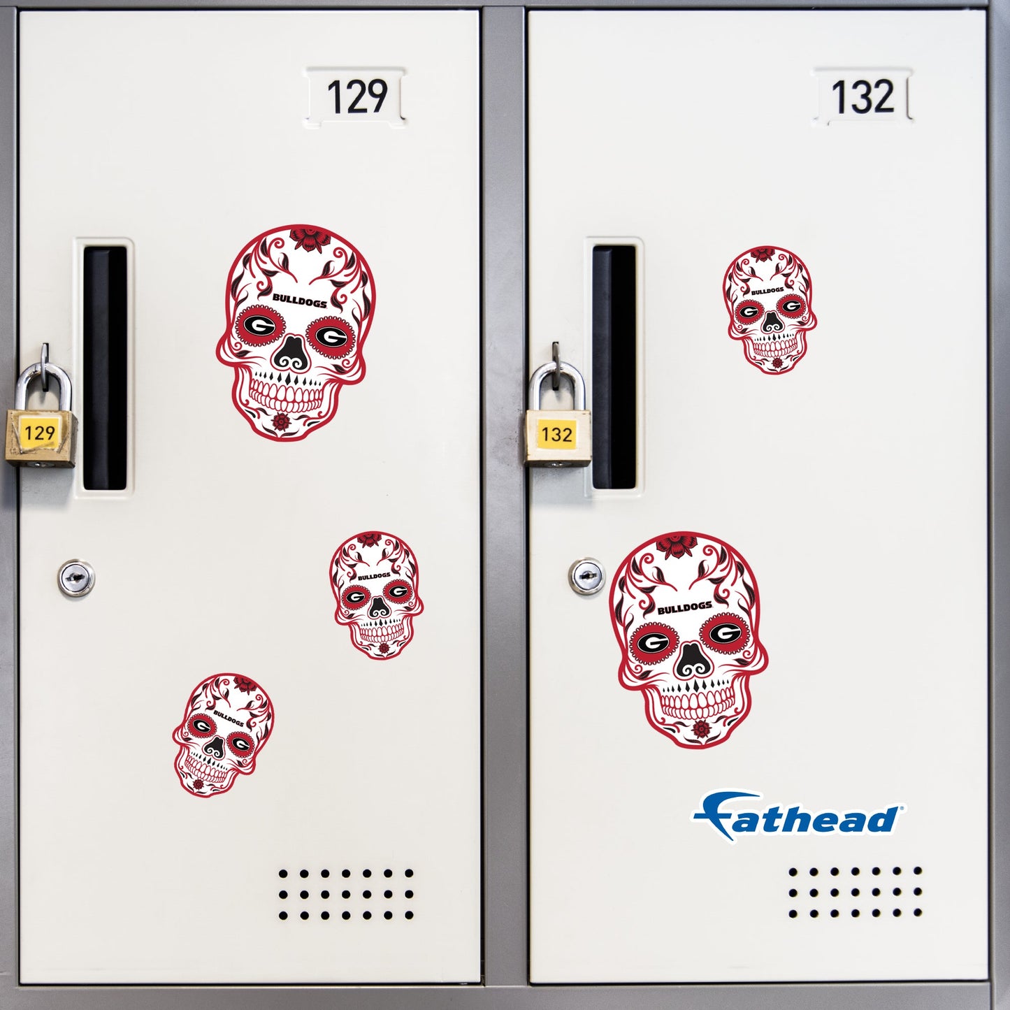 Georgia Bulldogs - 5 Sugar Skull Logo Minis (Mixed Sizes) - Official NCAA - Reusable Vinyl Decals