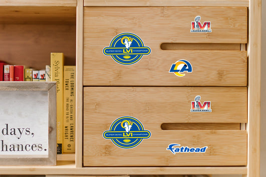 Los Angeles Rams - 5 Logo Minis (Mixed Sizes) - Official NFL - Super Bowl LVI Champions - Reusable Vinyl Decals