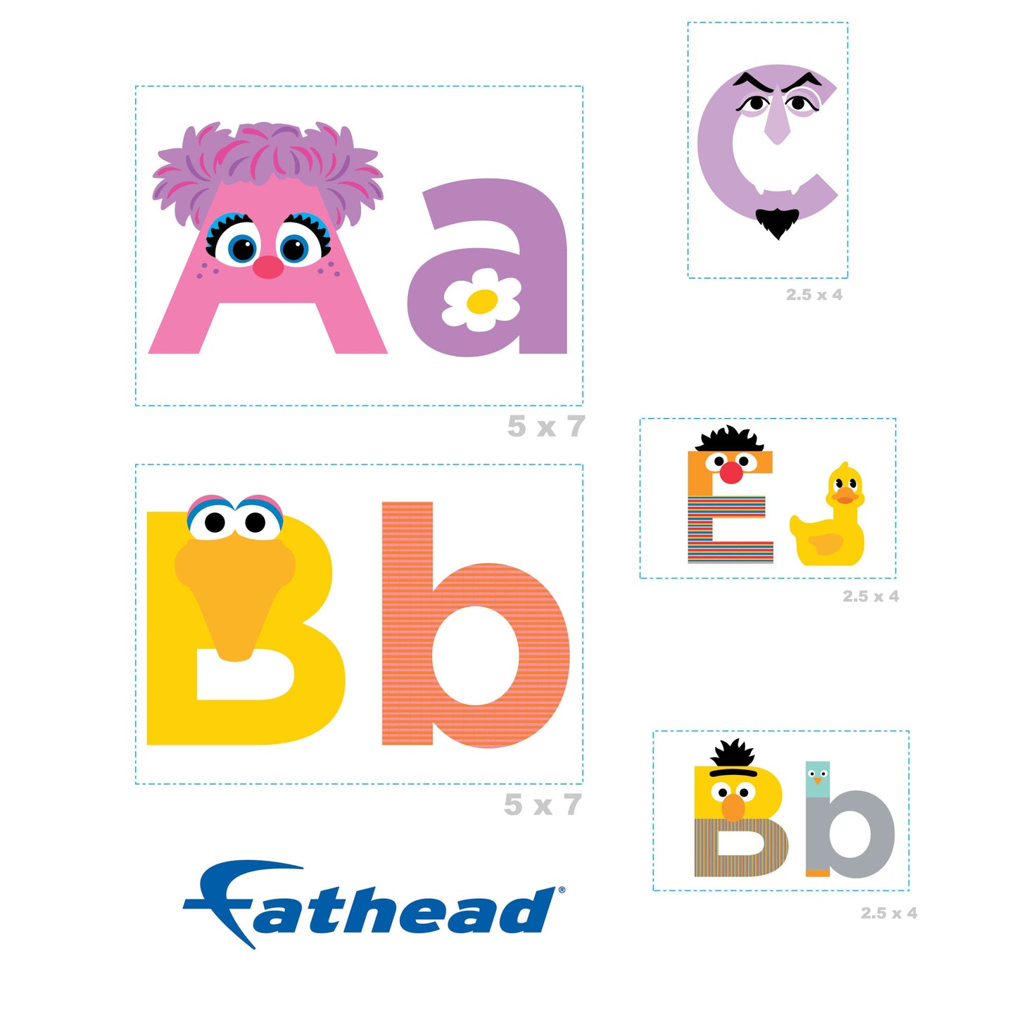 Sesame Street - 5 Typography Minis (Mixed Sizes) - Official Sesame Street - Reusable Vinyl Decals