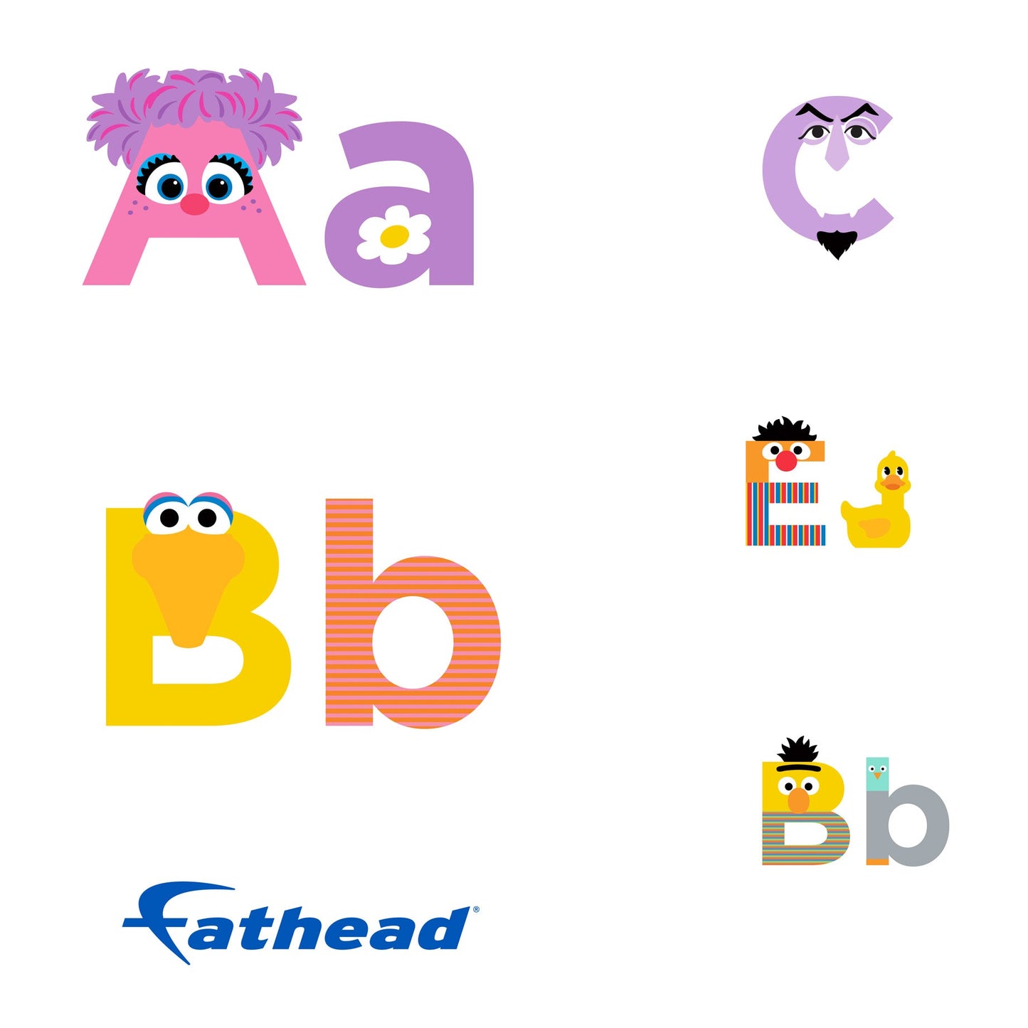 Sesame Street - 5 Typography Minis (Mixed Sizes) - Official Sesame Street - Reusable Vinyl Decals