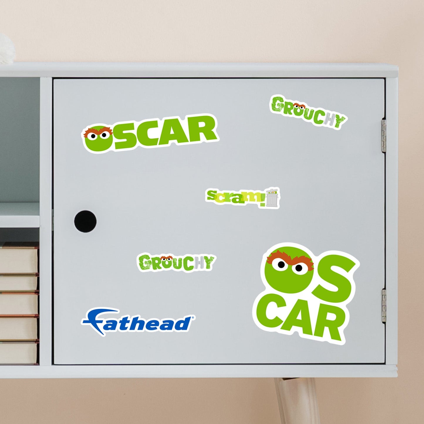 Oscar The Grouch - 5 Typography Minis (Mixed Sizes) - Official Sesame Street - Sesame Street - Reusable Vinyl Decals