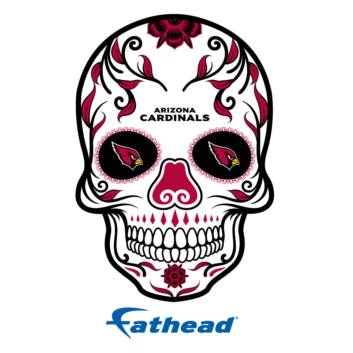 Arizona Cardinals - 5 Sugar Skull Minis (Mixed Sizes) - Official NFL - Reusable Vinyl Decals
