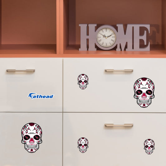 Arizona Cardinals - 5 Sugar Skull Minis (Mixed Sizes) - Official NFL - Reusable Vinyl Decals