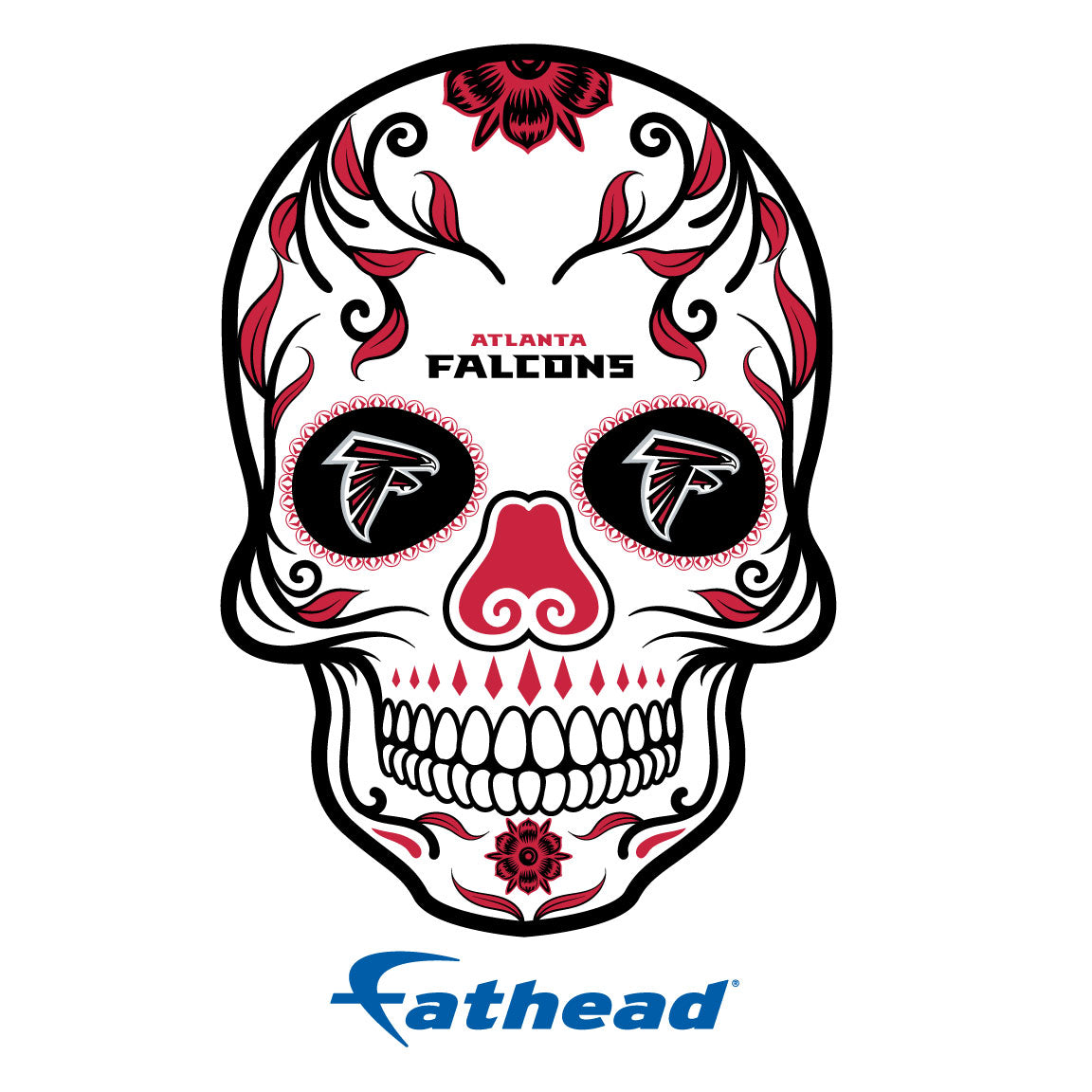 Atlanta Falcons - 5 Sugar Skull Minis (Mixed Sizes) - Official NFL - Reusable Vinyl Decals