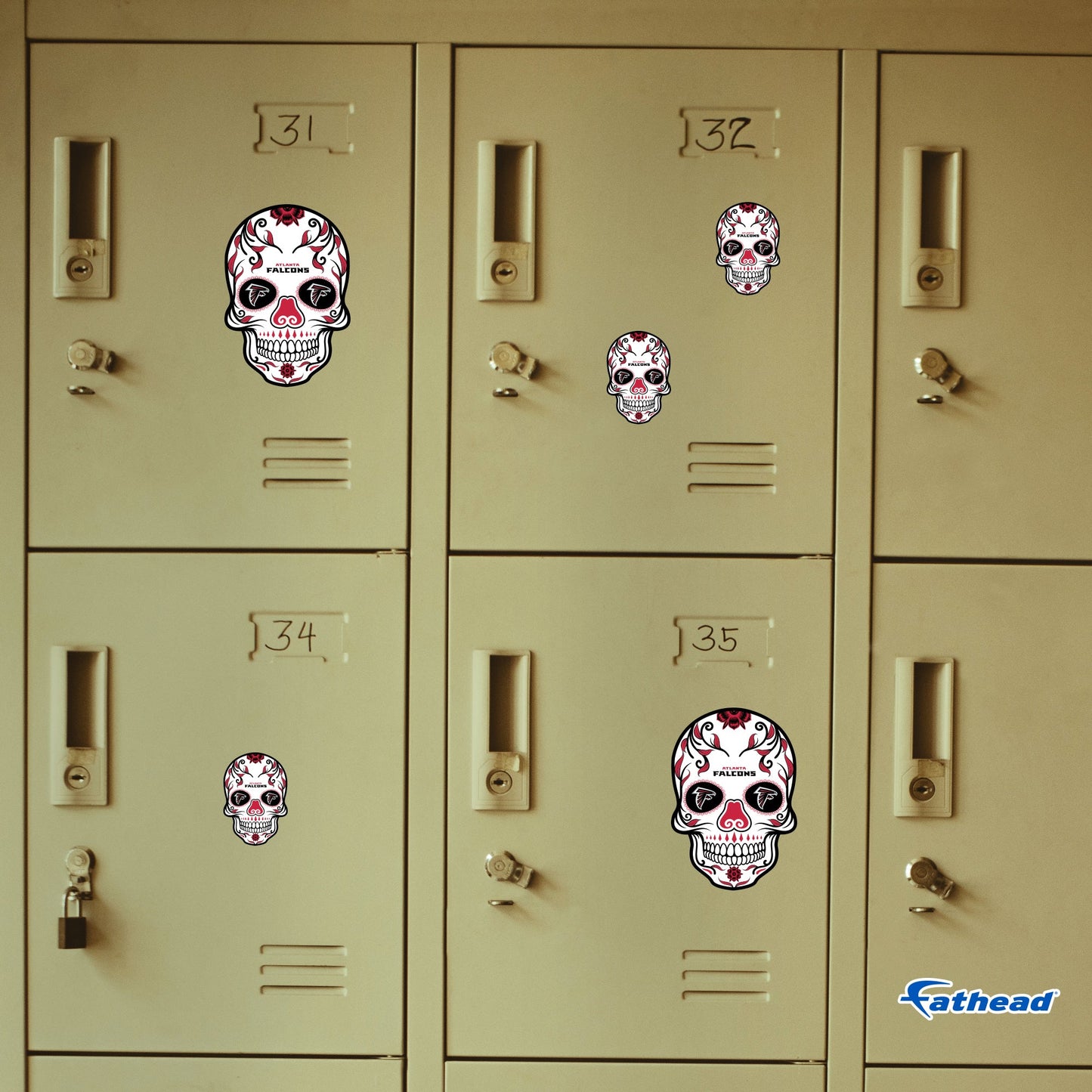Atlanta Falcons - 5 Sugar Skull Minis (Mixed Sizes) - Official NFL - Reusable Vinyl Decals