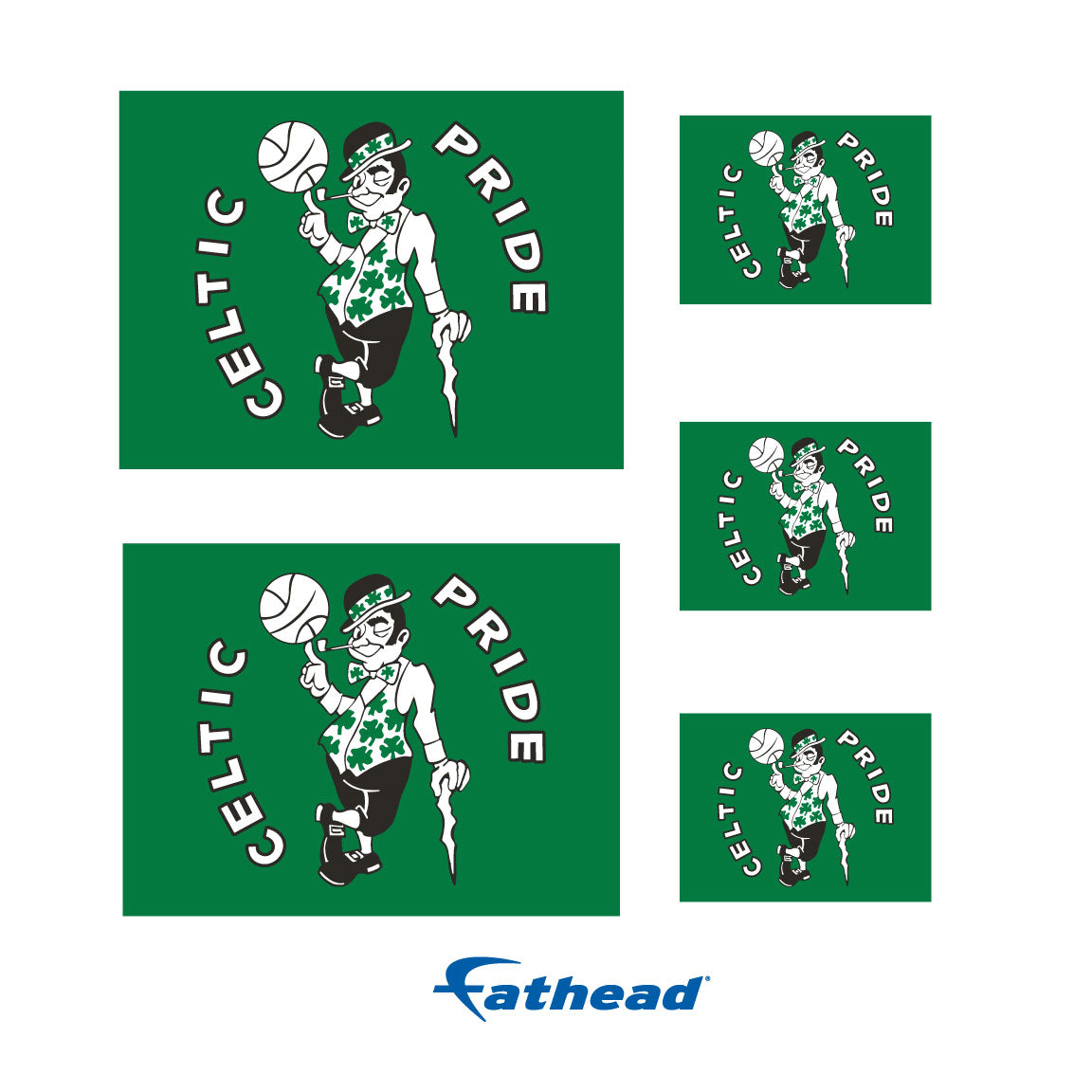 Boston Celtics - 5 Logo Minis (Mixed Sizes) - Official NBA - Reusable Vinyl Decals