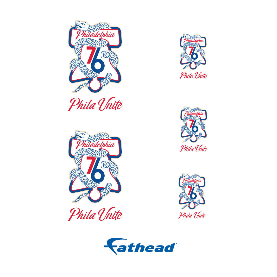 Philadelphia 76ers - 5 Logo Minis (Mixed Sizes) - Official NBA - Reusable Vinyl Decals