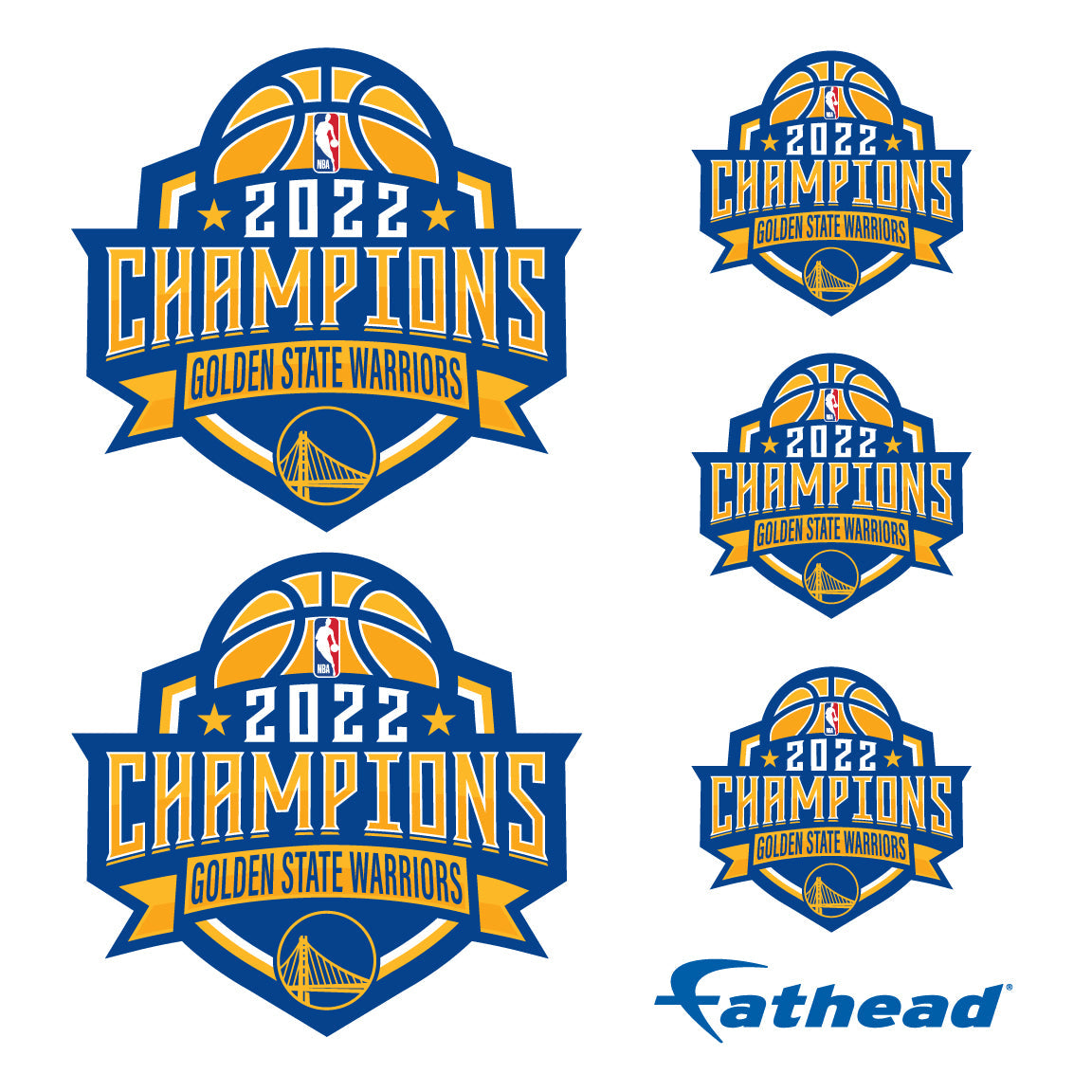 Golden State Warriors - 5 Logo Minis (Mixed Sizes) - Official NBA - 2022 Champions - Reusable Vinyl Decals