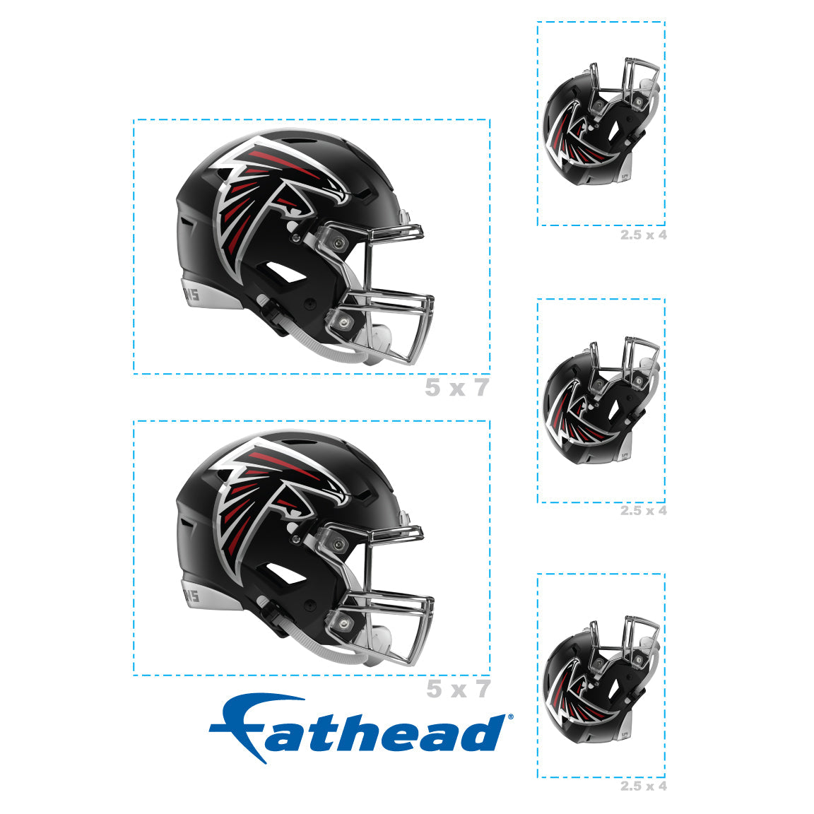 Atlanta Falcons - 5 Helmet Minis (Mixed Sizes) - Official NFL - Reusable Vinyl Decals