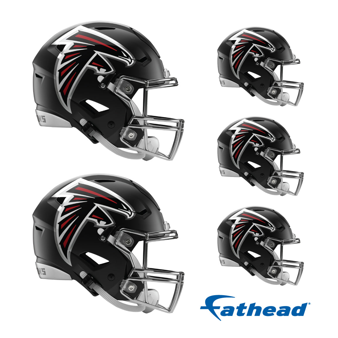 Atlanta Falcons - 5 Helmet Minis (Mixed Sizes) - Official NFL - Reusable Vinyl Decals