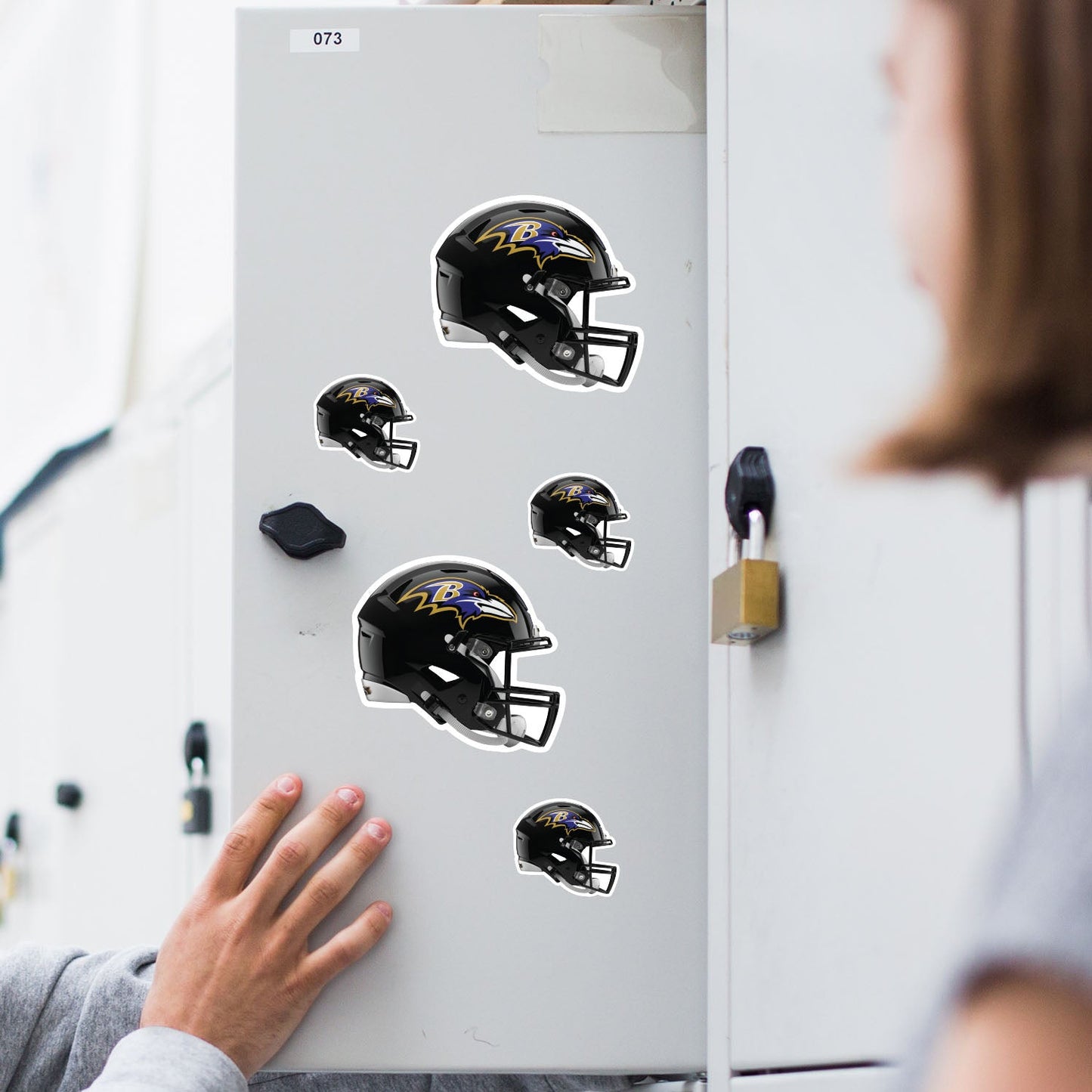 Baltimore Ravens - 5 Helmet Minis (Mixed Sizes) - Official NFL - Reusable Vinyl Decals