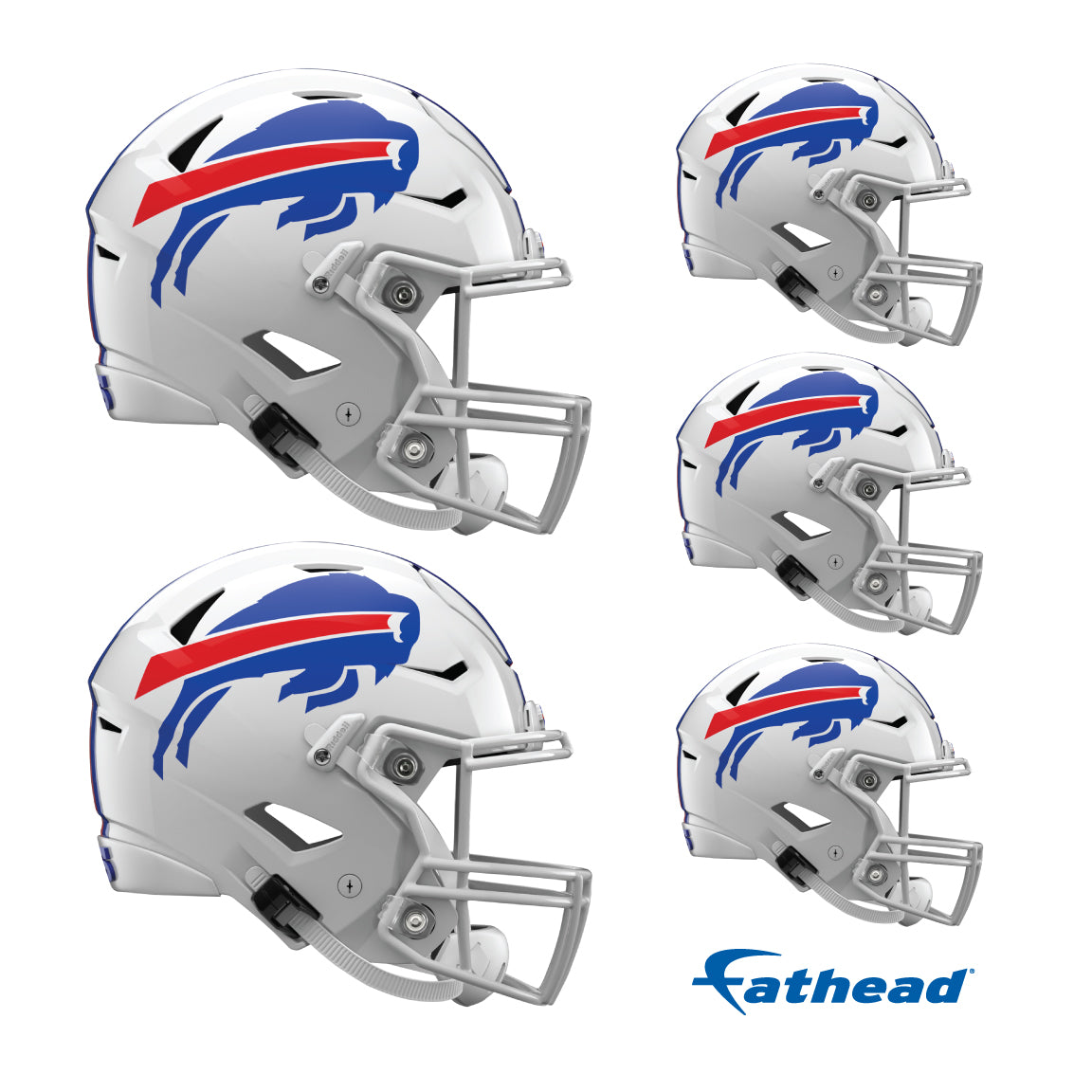 Buffalo Bills - 5 Helmet Minis (Mixed Sizes) - Official NFL - Reusable Vinyl Decals