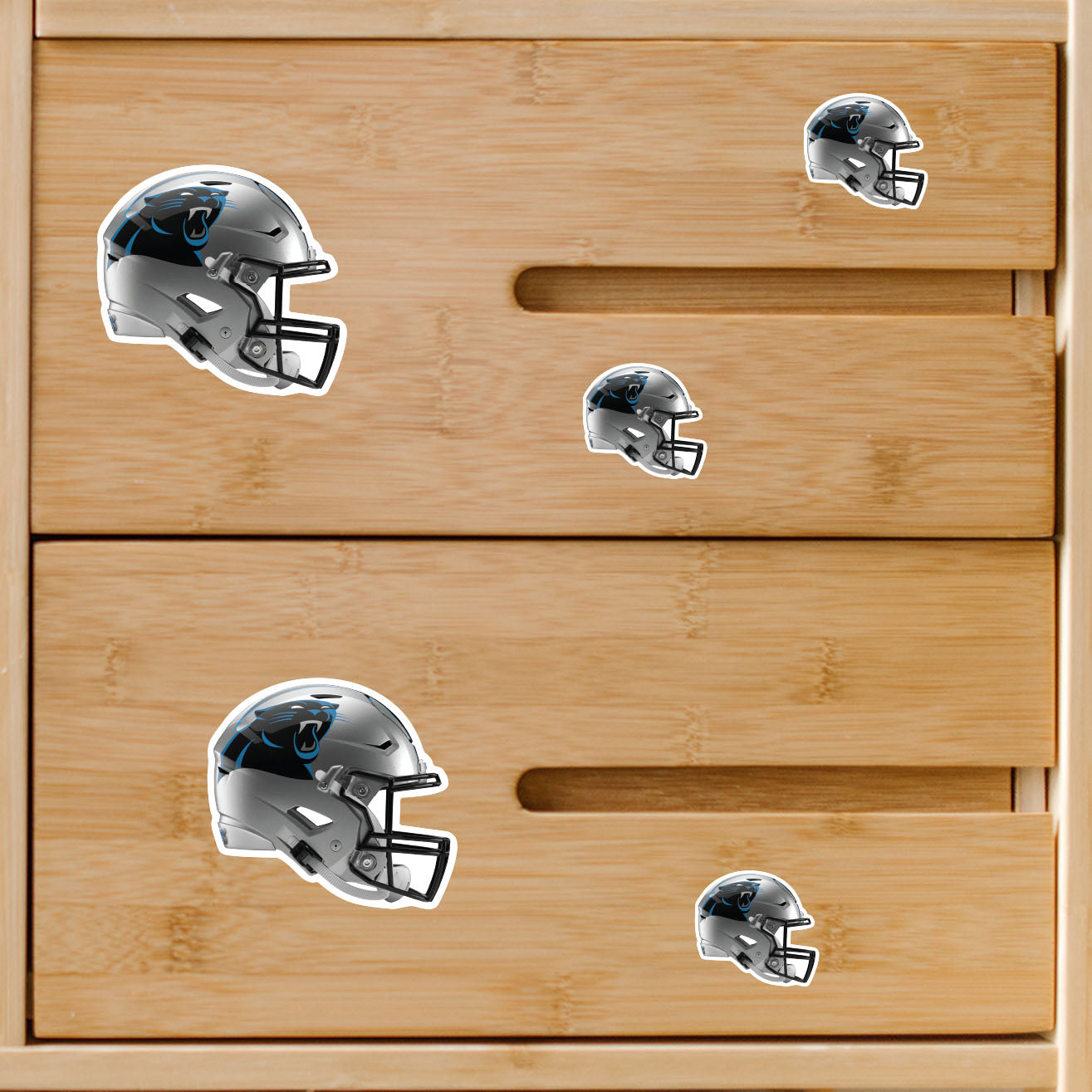 Carolina Panthers - 5 Helmet Minis (Mixed Sizes) - Official NFL - Reusable Vinyl Decals