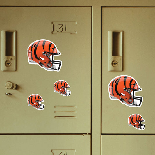 Cincinnati Bengals - 5 Helmet Minis (Mixed Sizes) - Official NFL - Reusable Vinyl Decals