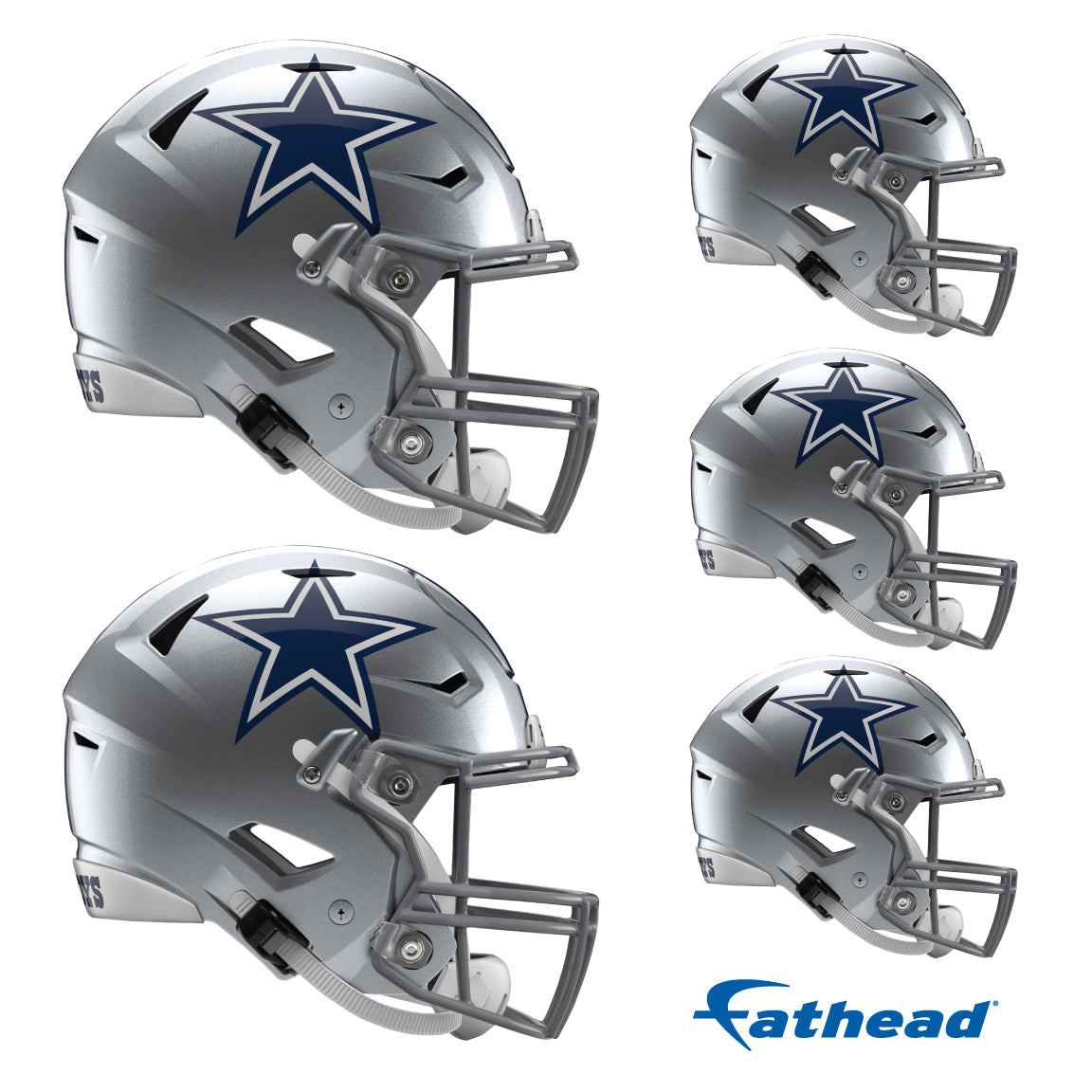 Dallas Cowboys - 5 Helmet Minis (Mixed Sizes) - Official NFL - Reusable Vinyl Decals