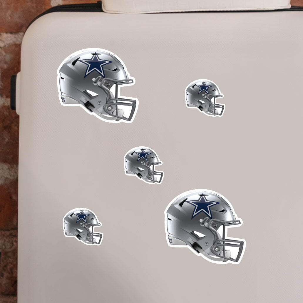 Dallas Cowboys - 5 Helmet Minis (Mixed Sizes) - Official NFL - Reusable Vinyl Decals