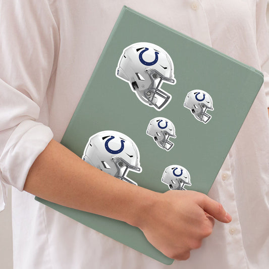 Indianapolis Colts - 5 Helmet Minis (Mixed Sizes) - Official NFL - Reusable Vinyl Decals