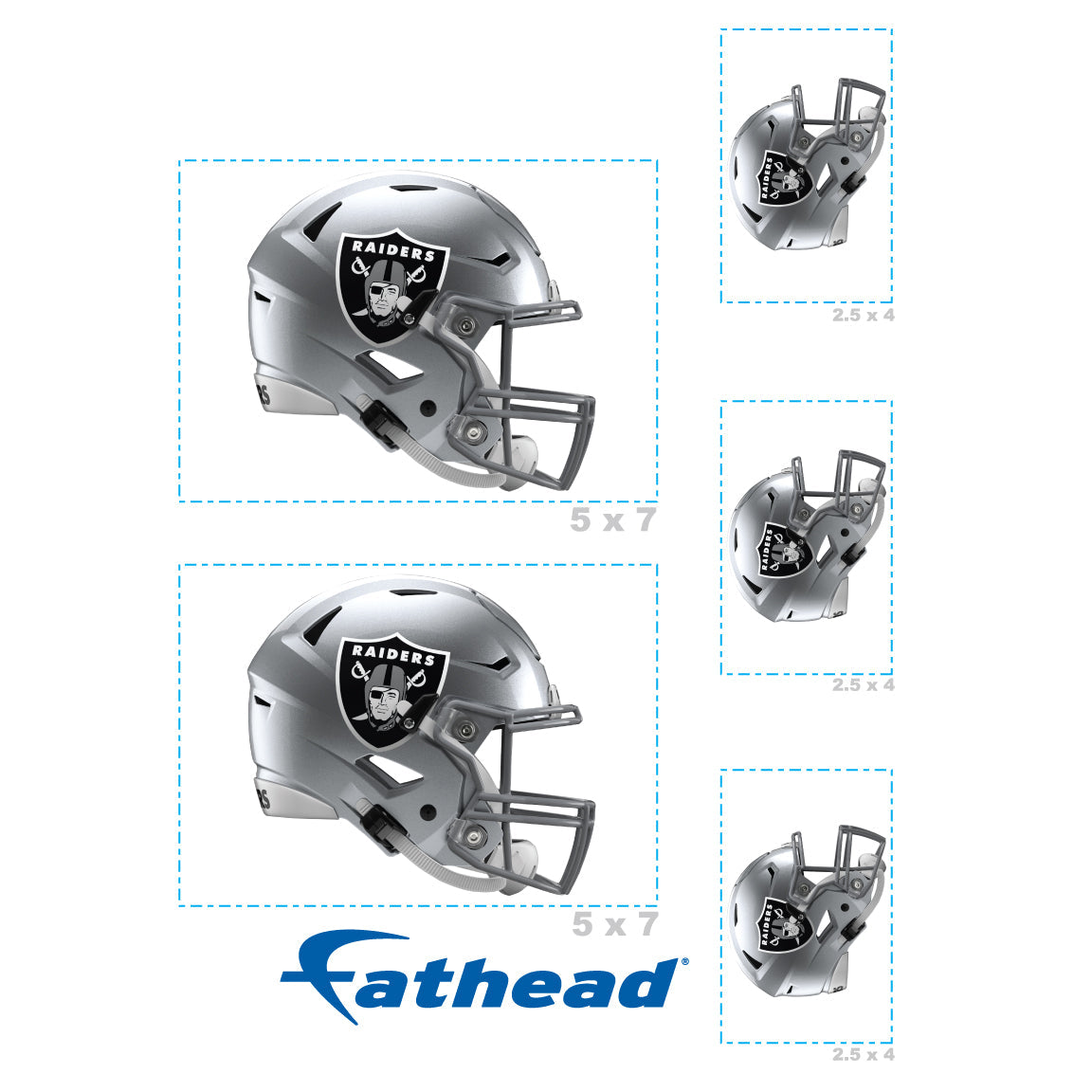 Las Vegas Raiders - 5 Helmet Minis (Mixed Sizes) - Official NFL - Reusable Vinyl Decals