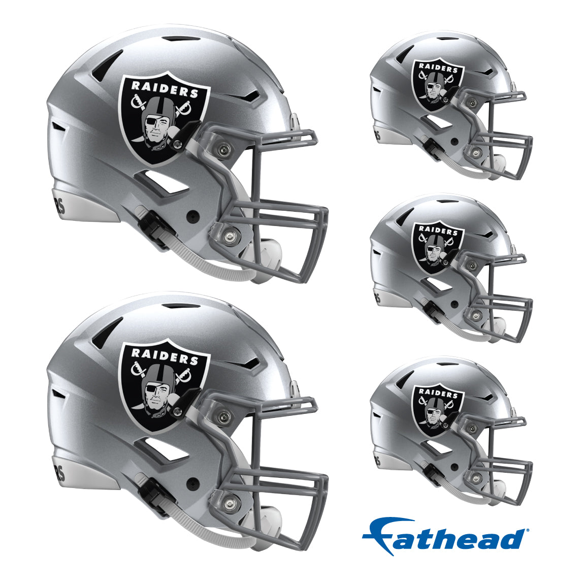 Las Vegas Raiders - 5 Helmet Minis (Mixed Sizes) - Official NFL - Reusable Vinyl Decals