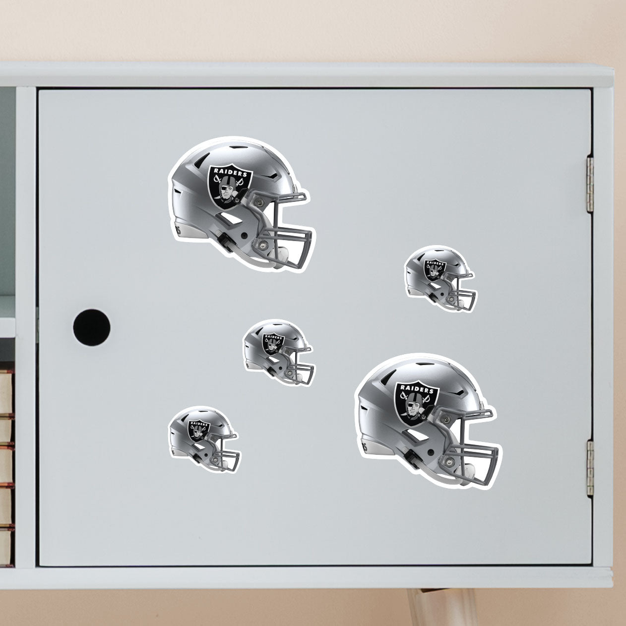 Las Vegas Raiders - 5 Helmet Minis (Mixed Sizes) - Official NFL - Reusable Vinyl Decals