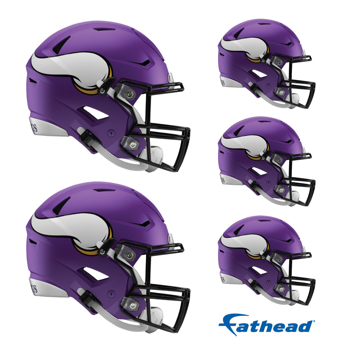 Minnesota Vikings - 5 Helmet Minis (Mixed Sizes) - Official NFL - Reusable Vinyl Decals