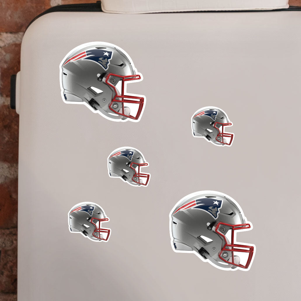 New England Patriots - 5 Helmet Minis (Mixed Sizes) - Official NFL - Reusable Vinyl Decals