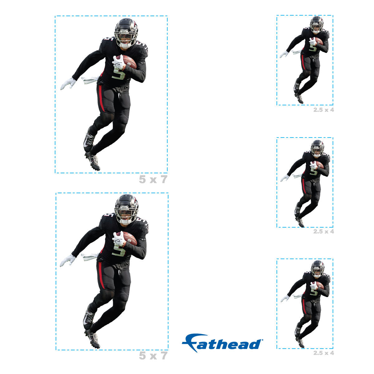 Drake London - 5 Minis (Mixed Sizes) - Official NFL - Atlanta Falcons - Reusable Vinyl Decals
