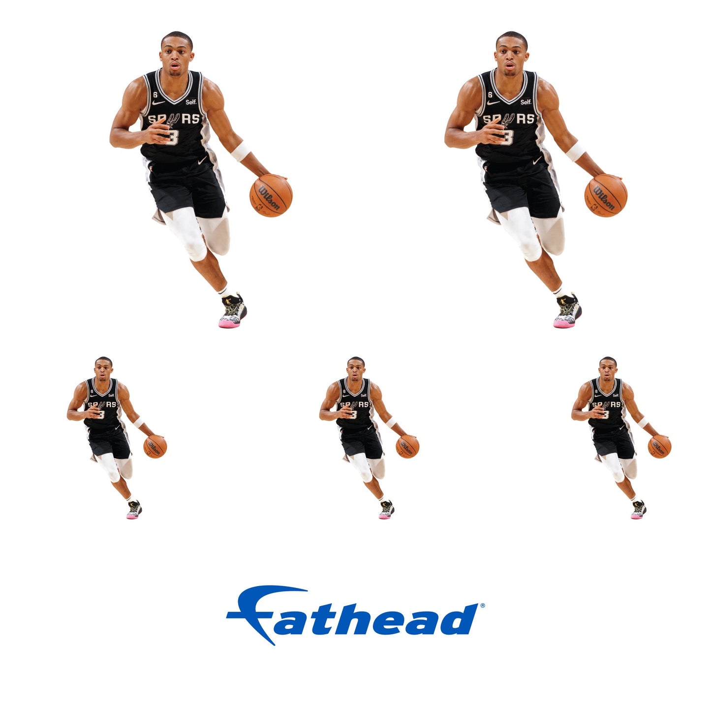 Keldon Johnson - 5 Minis (Mixed Sizes) - Official NBA - San Antonio Spurs - Reusable Vinyl Decals