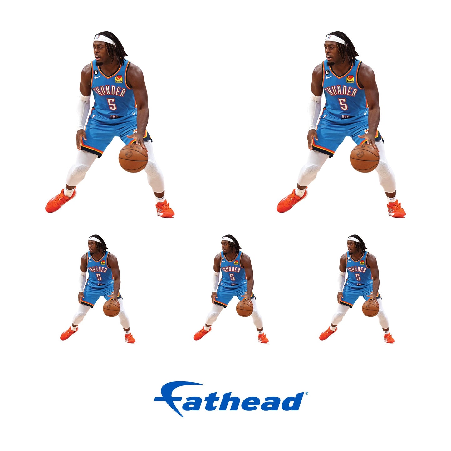 Luguentz Dort - 5 Minis (Mixed Sizes) - Official NBA - Oklahoma City Thunder - Reusable Vinyl Decals