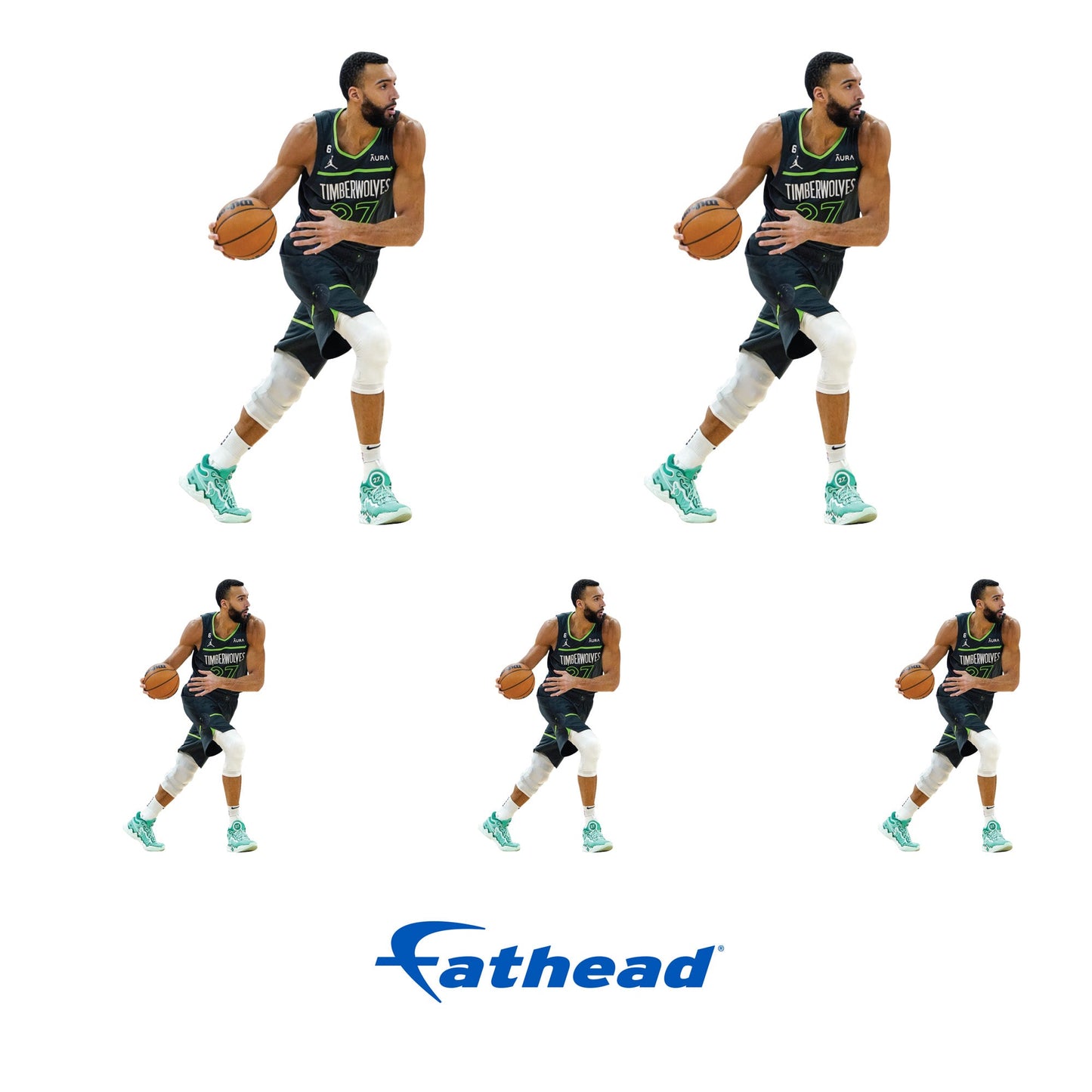 Rudy Gobert - 5 Minis (Mixed Sizes) - Official NBA - Minnesota Timberwolves - Reusable Vinyl Decals