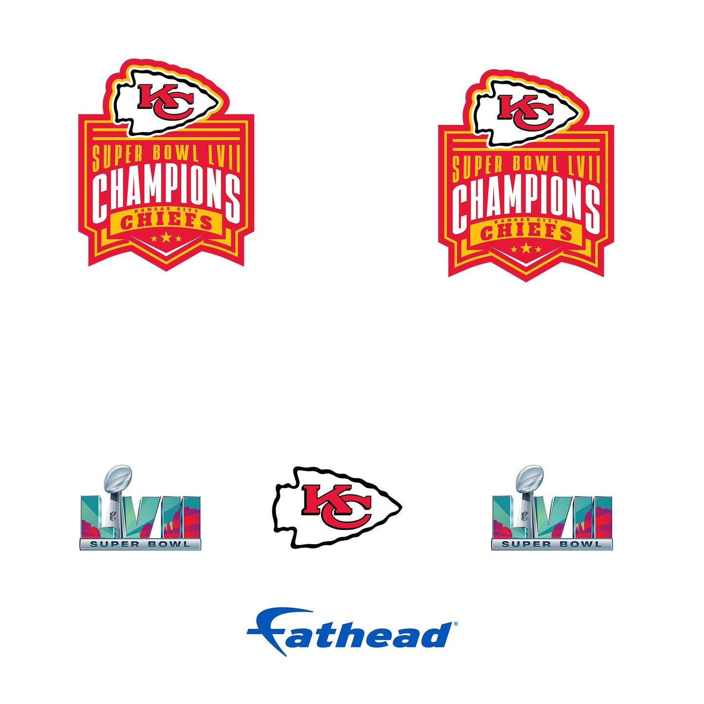 Kansas City Chiefs - 5 Logo Minis (Mixed Sizes) - Official NFL - Super Bowl LVII Champions - Reusable Vinyl Decals