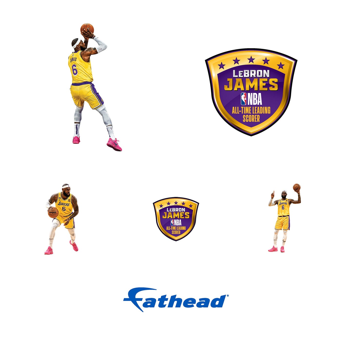 LeBron James - 5 Shot Minis (Mixed Sizes) - Official NBA - Los Angeles Lakers - Reusable Vinyl Decals