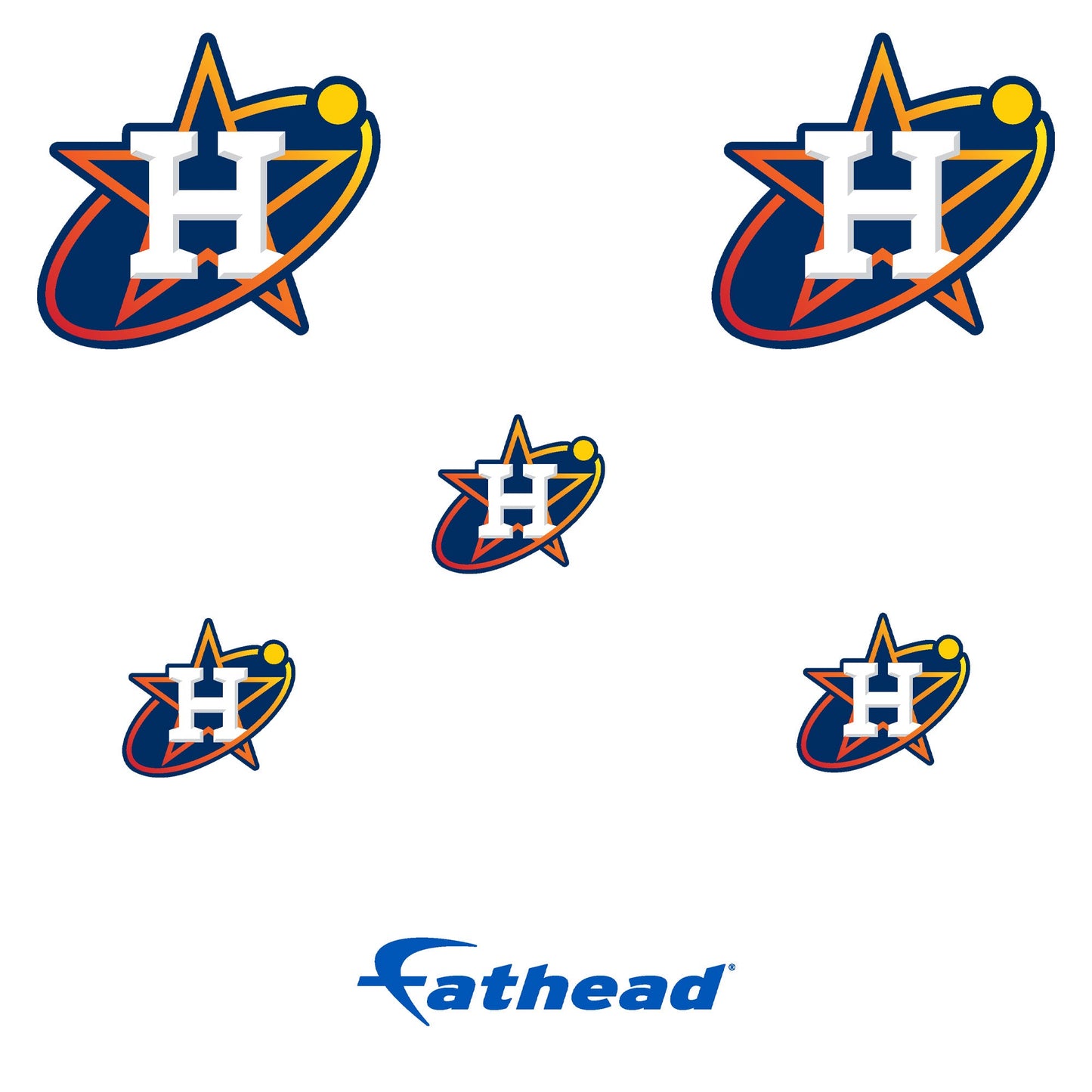 Houston Astros - 5 Logo Minis (Mixed Sizes) - Official MLB - Reusable Vinyl Decals
