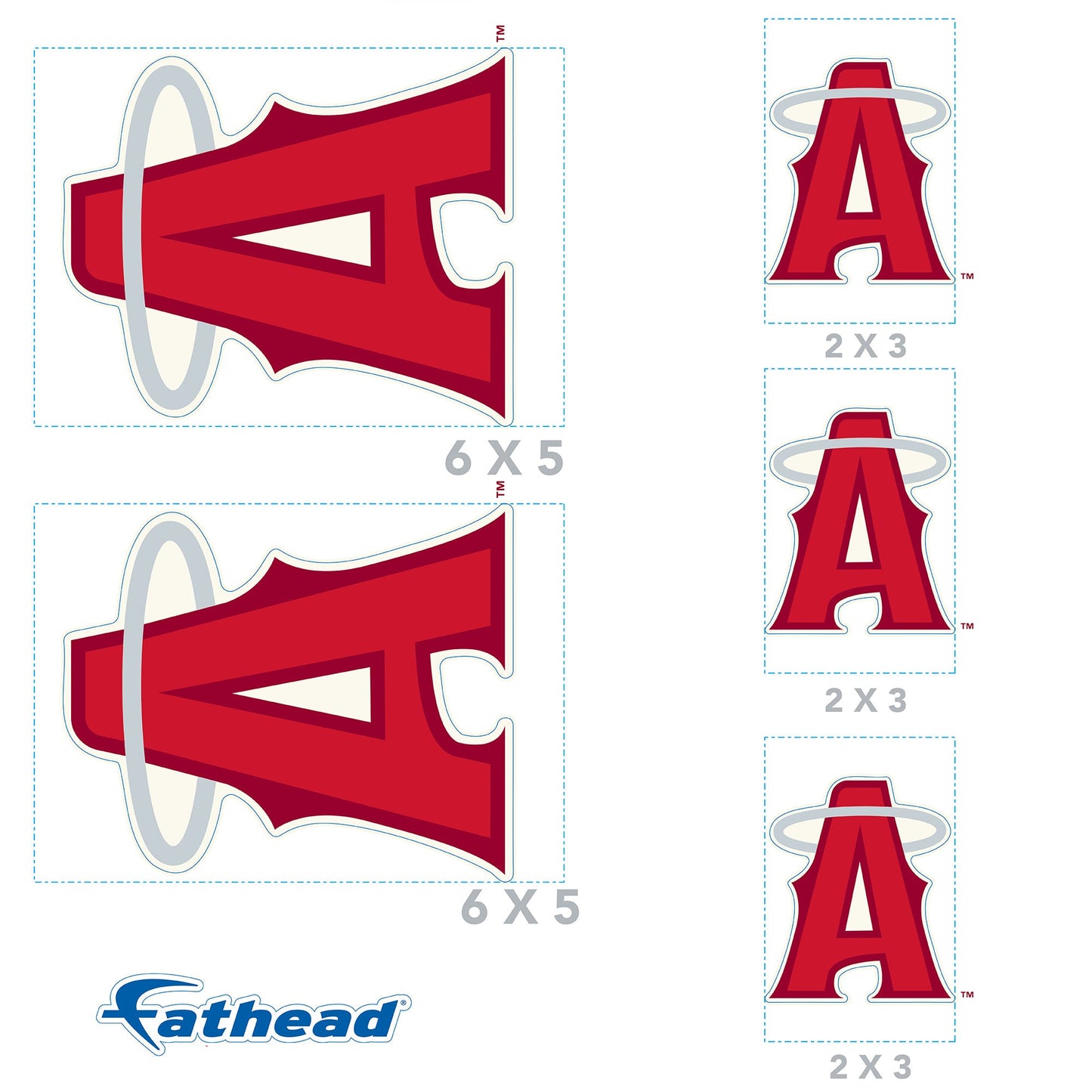 Los Angeles Angels - 5 Logo Minis (Mixed Sizes) - Official MLB - Reusable Vinyl Decals