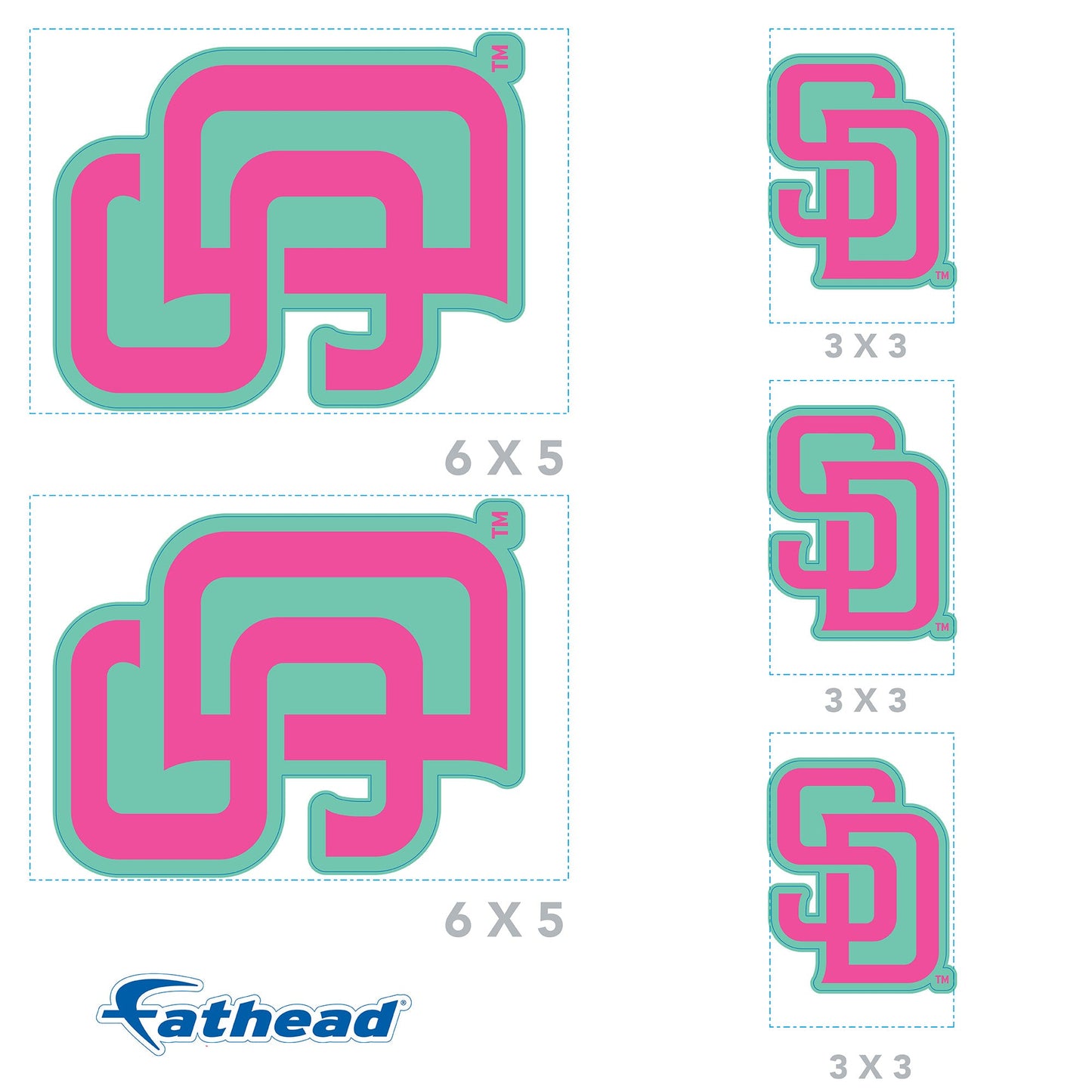 San Diego Padres - 5 Logo Minis (Mixed Sizes) - Official MLB - Reusable Vinyl Decals #3