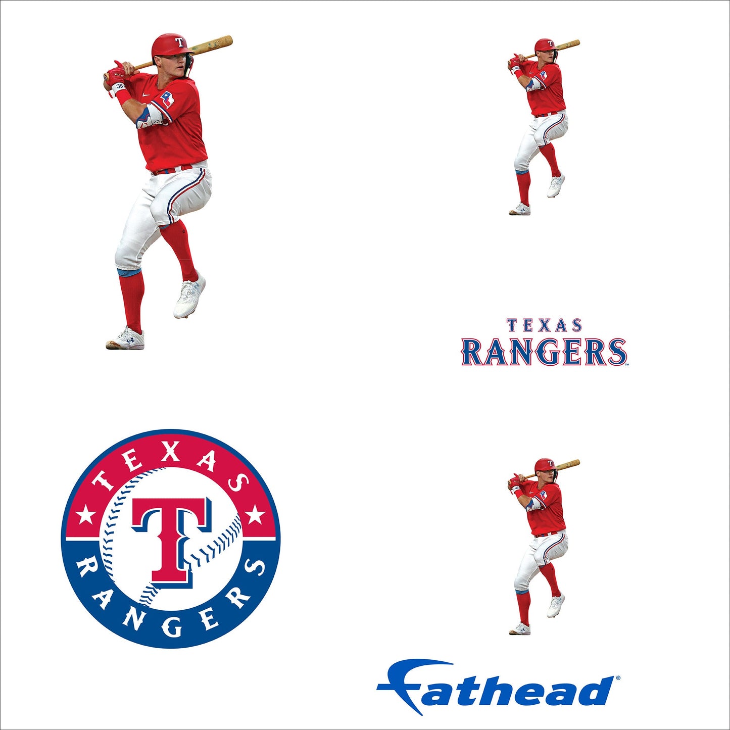 Josh Jung - 5 Minis (Mixed Sizes) - Official MLB - Texas Rangers - Reusable Vinyl Decals