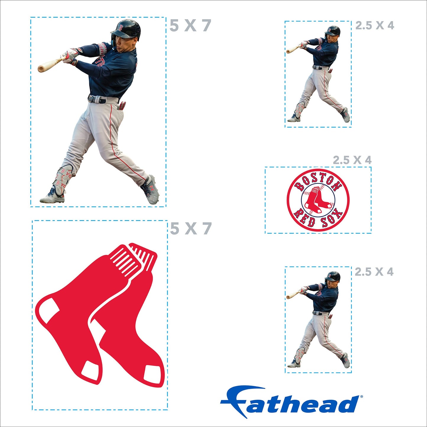 Masataka Yoshida - 5 Minis (Mixed Sizes) - Official MLB - Boston Red Sox - Reusable Vinyl Decals