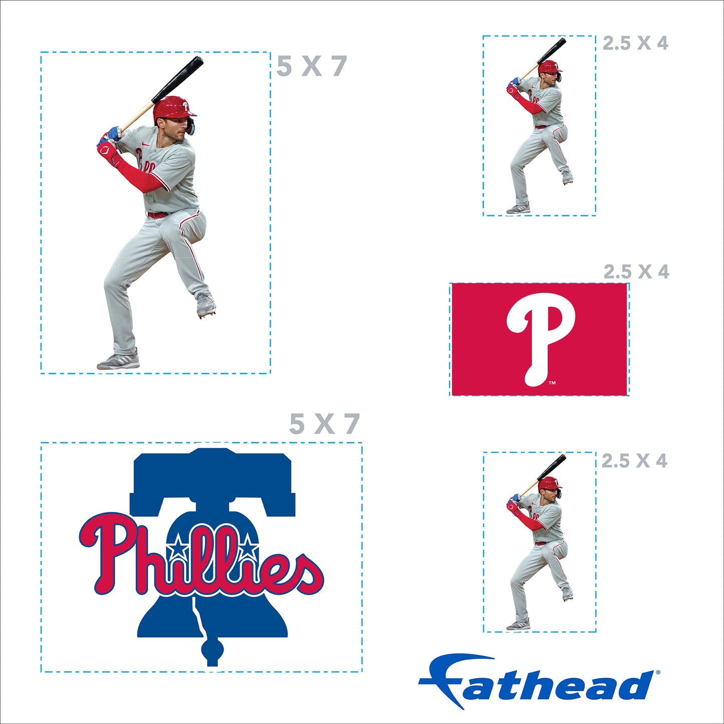 Trea Turner - 5 Minis (Mixed Sizes) - Official MLB - Philadelphia Phillies - Reusable Vinyl Decals