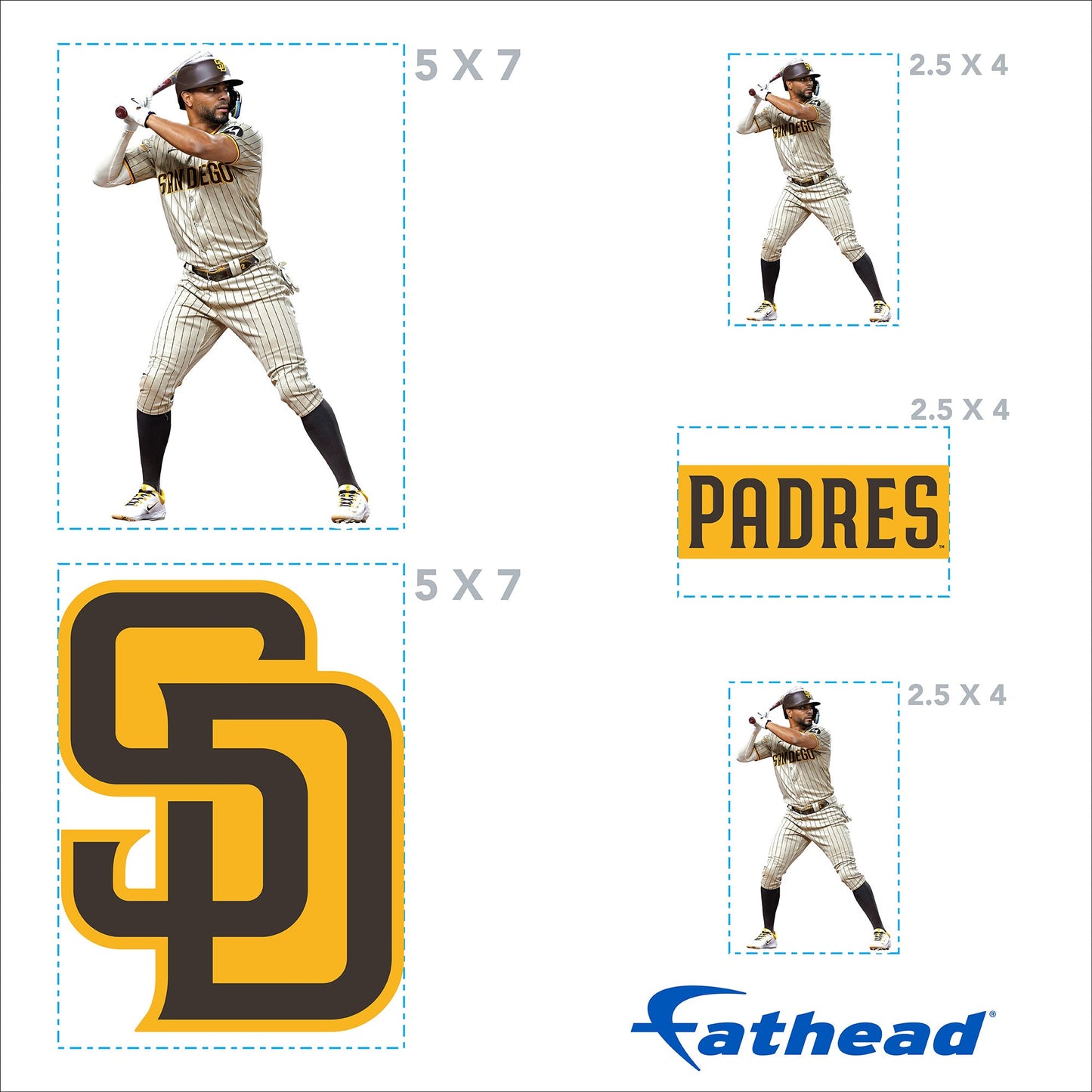 Xander Bogaerts - 5 Minis (Mixed Sizes) - Official MLB - San Diego Padres - Reusable Vinyl Decals