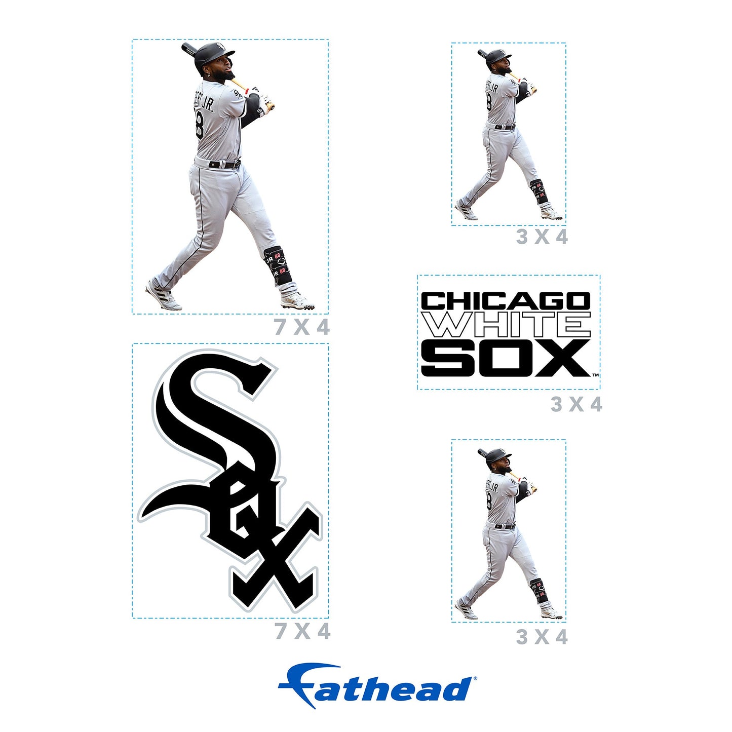 Luis Robert Jr. - 5 Minis (Mixed Sizes) - Official MLB - Chicago White Sox - Reusable Vinyl Decals