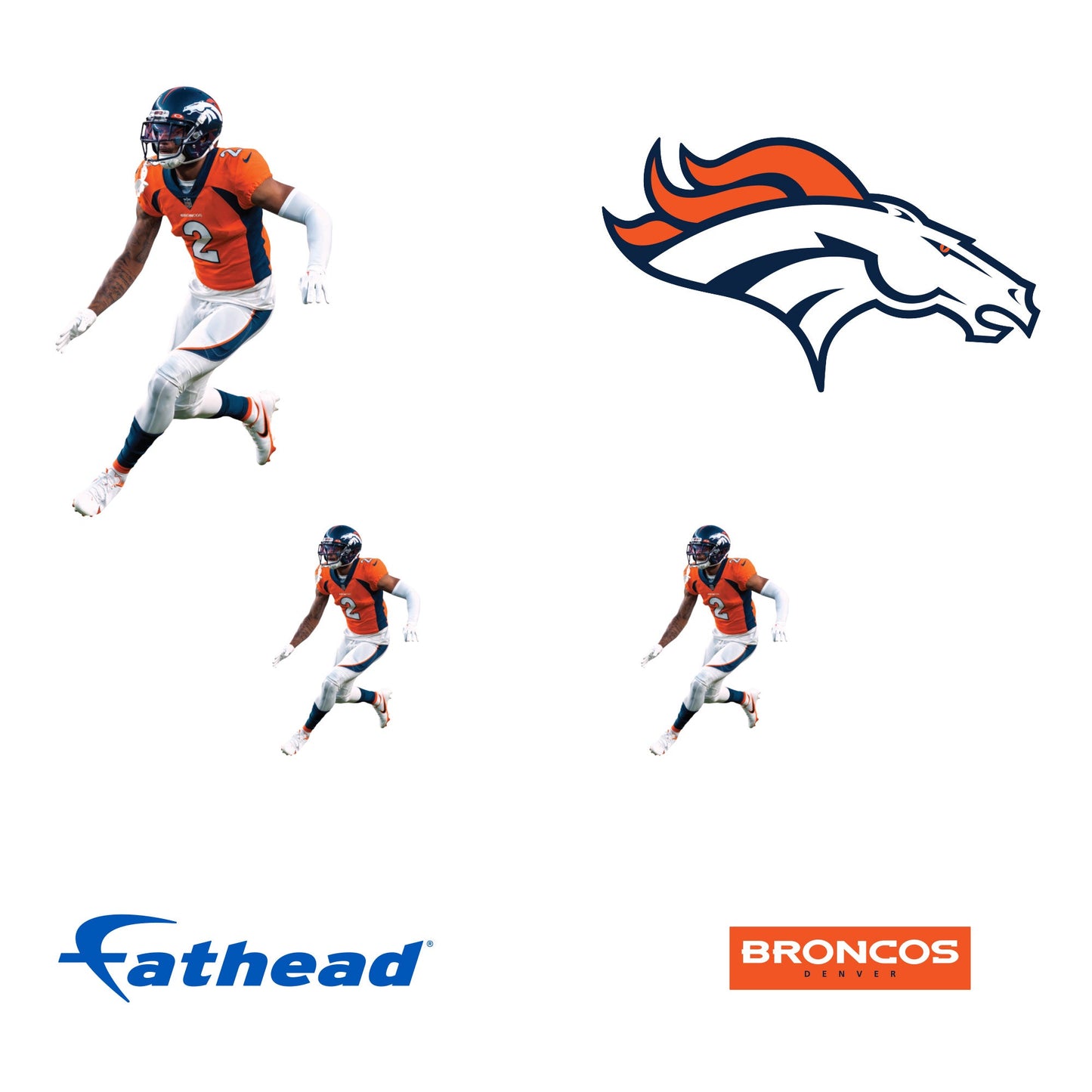 Pat Surtain II - 5 Minis (Mixed Sizes) - Official NFL - Denver Broncos - Reusable Vinyl Decals