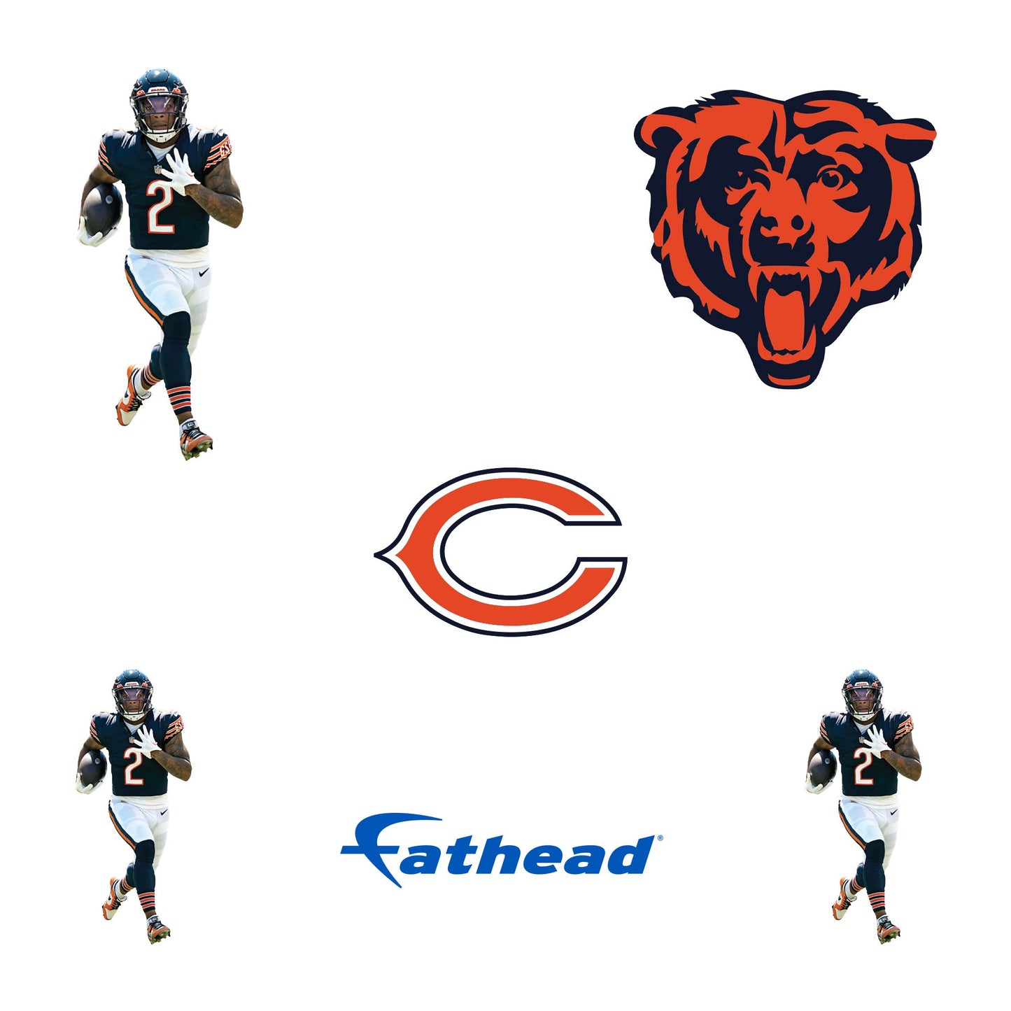 DJ Moore - 5 Minis (Mixed Sizes) - Official NFL - Chicago Bears - Reusable Vinyl Decals