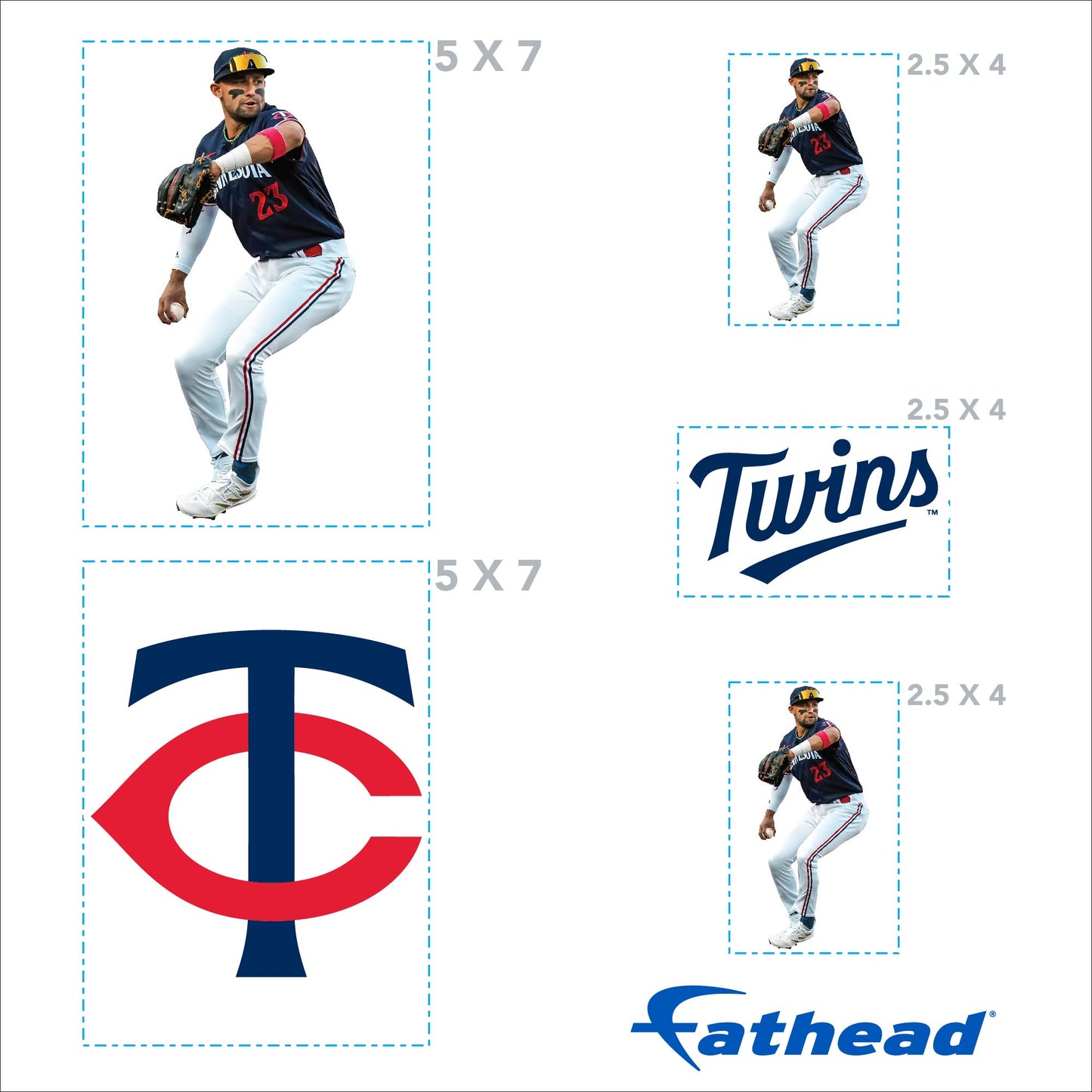Royce Lewis - 5 Minis (Mixed Sizes) - Official MLB - Minnesota Twins - Reusable Vinyl Decals