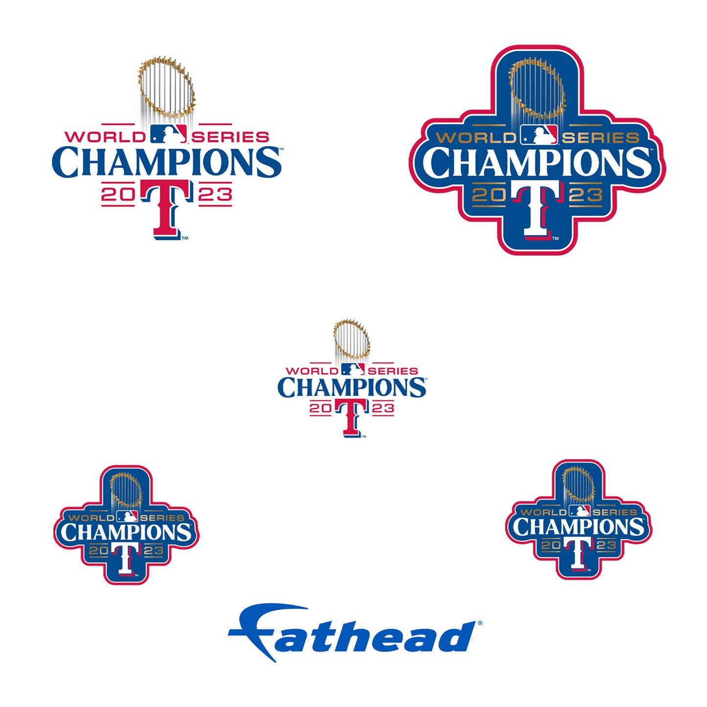 Texas Rangers - 5 Logo Minis (Mixed Sizes) - Official MLB - World Series Champions - Reusable Vinyl Decals