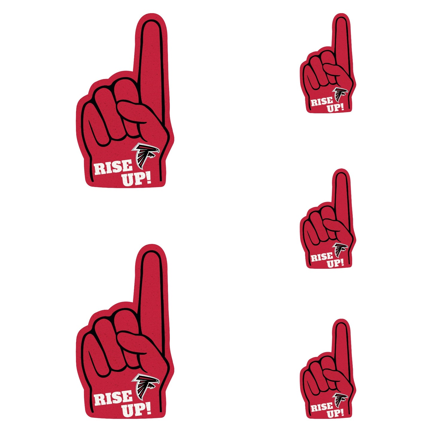 Atlanta Falcons - 4 Foam Finger Minis (Mixed Sizes) - Official NFL - Reusable Vinyl Decals