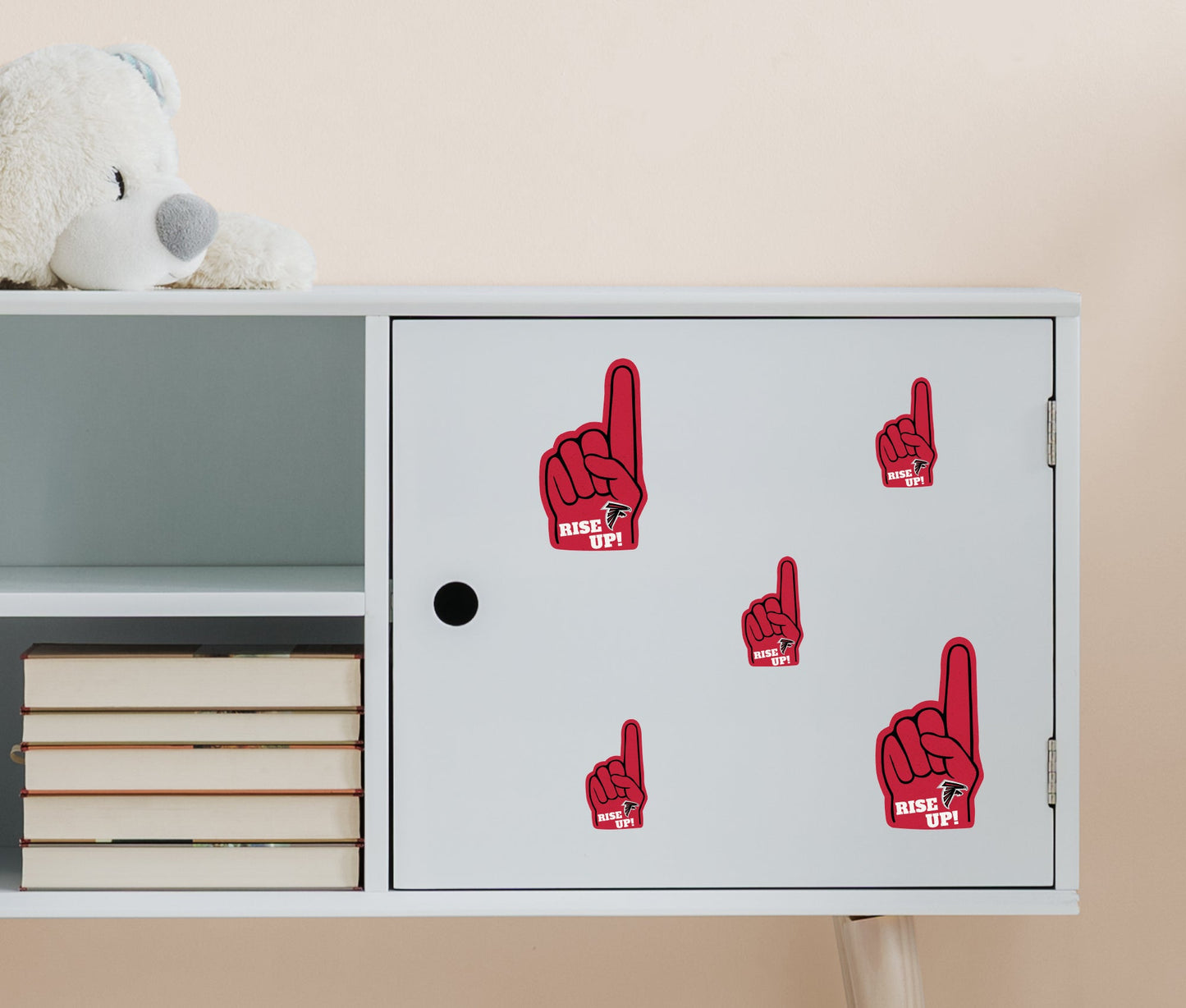 Atlanta Falcons - 4 Foam Finger Minis (Mixed Sizes) - Official NFL - Reusable Vinyl Decals