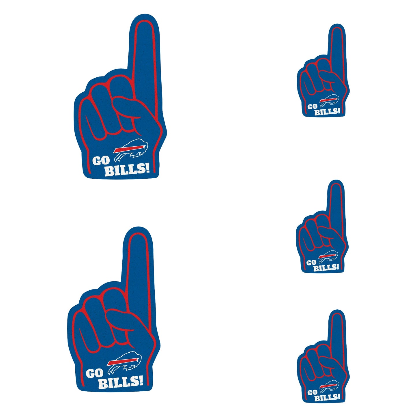 Buffalo Bills - 4 Foam Finger Minis (Mixed Sizes) - Official NFL - Reusable Vinyl Decals