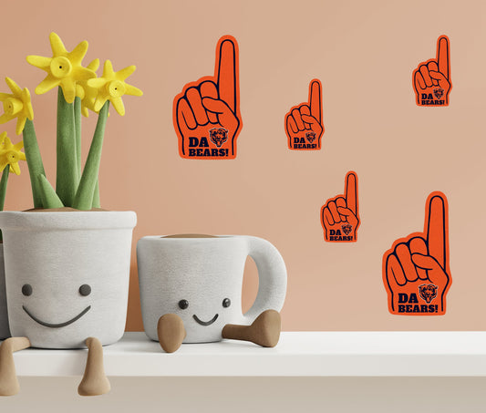 Chicago Bears - 5 Foam Finger Minis (Mixed Sizes) - Official NFL - Reusable Vinyl Decals