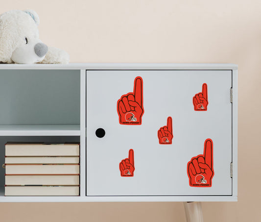 Cleveland Browns - 4 Foam Finger Minis (Mixed Sizes) - Official NFL - Reusable Vinyl Decals