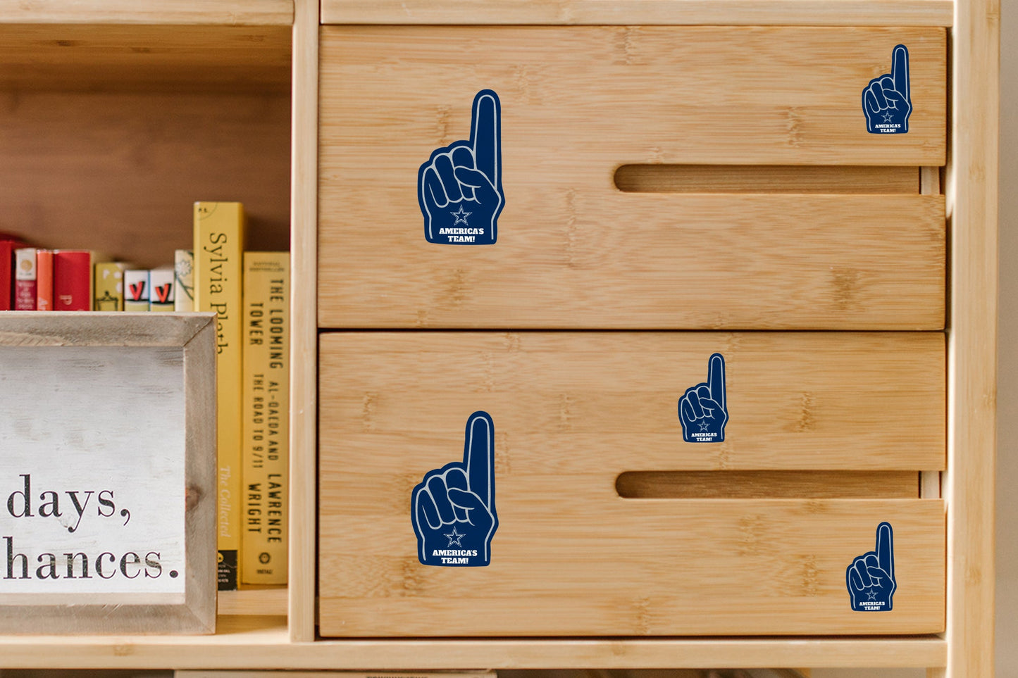 Dallas Cowboys - 4 Foam Finger Minis (Mixed Sizes) - Official NFL - Reusable Vinyl Decals